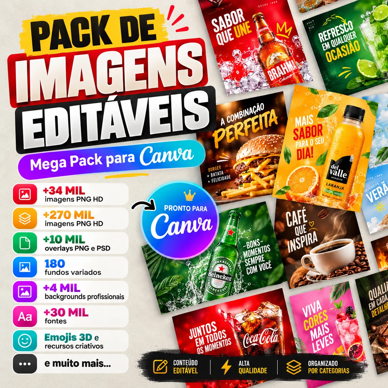 Mega Pack Canva | +300 Mil Imagens e Recursos Editáveis
